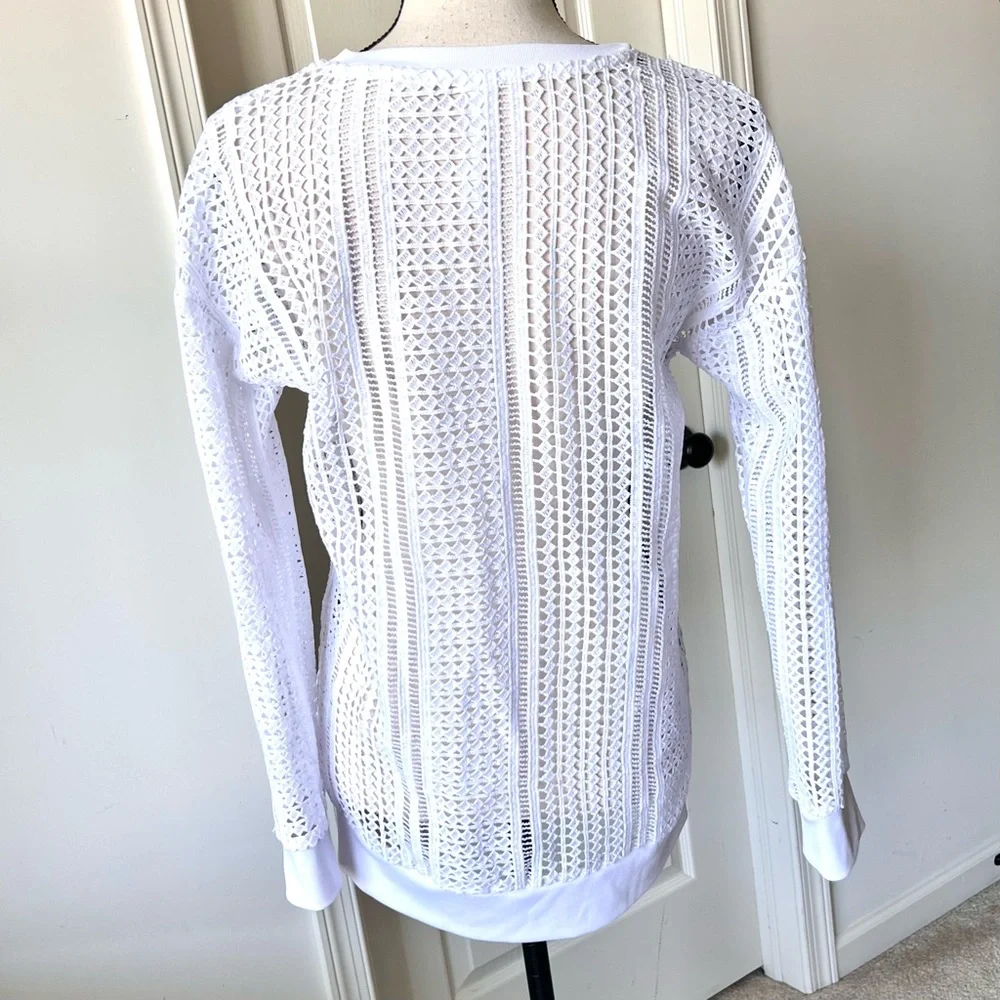 FABLETICS Sophie Crocheted Open Knit Long Sleeve Sweater—SZ. XS